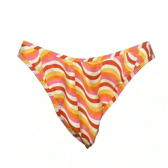 L*Space Whiplash Bikini Bottom Bitsy Cut Size L NWT Multicolor Retro Print - Picture 3 of 4